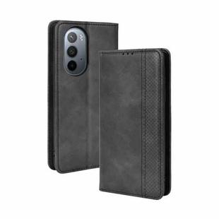 For Motorola Moto Edge X30 Magnetic Buckle Retro Crazy Horse Leather Phone Case(Black)