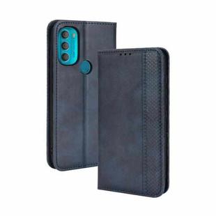 For Motorola Moto G71 5G Magnetic Buckle Retro Crazy Horse Leather Phone Case(Blue)