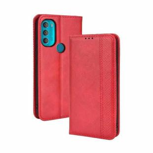 For Motorola Moto G71 5G Magnetic Buckle Retro Crazy Horse Leather Phone Case(Red)