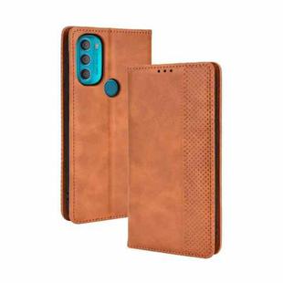 For Motorola Moto G71 5G Magnetic Buckle Retro Crazy Horse Leather Phone Case(Brown)