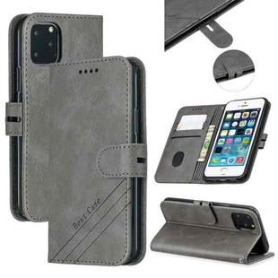 For iPhone 11 Pro Stitching Style 2-Color Cow Texture Horizontal Flip PU Leather Case with Holder & Card Slot & Lanyard(Gray)
