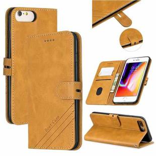 For iPhone 6 Plus & 6s Plus Stitching Style 2-Color Cow Texture Horizontal Flip PU Leather Case with Holder & Card Slot & Lanyard(Yellow)
