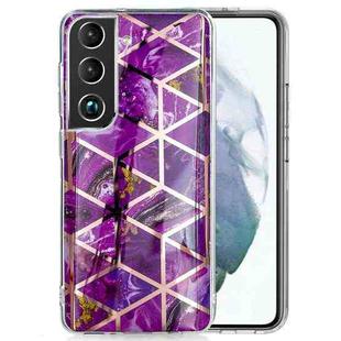 For Samsung Galaxy S22+ 5G Electroplating TPU Protective Phone Case(Purple Rhombus)