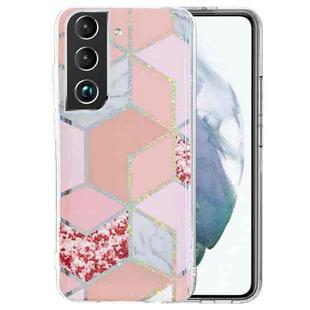 For Samsung Galaxy S22+ 5G Electroplating TPU Protective Phone Case(Pink Rhombus)