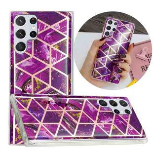 For Samsung Galaxy S22 Ultra 5G Electroplating TPU Protective Phone Case(Purple Rhombus)