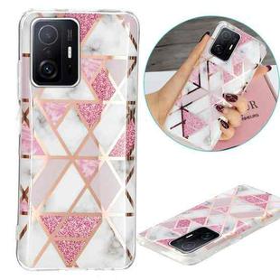 For Xiaomi 11T / 11T Pro Electroplating TPU Protective Phone Case(Pink White Rhombus)