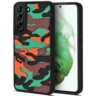 For Samsung Galaxy S22 5G Camouflage Clouds Embossed Skin Feel Silicone Shockproof Phone Case(Green Orange)