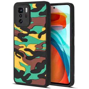 For Xiaomi Redmi Note 10 Pro China / Poco X3 GT Camouflage Clouds Embossed Skin Feel Silicone Shockproof Phone Case(Green Yellow)