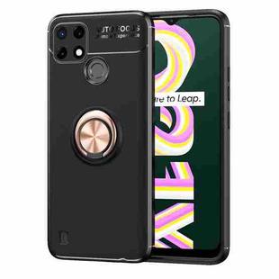 For OPPO Realme C21Y Metal Ring Holder TPU Phone Case(Black Rose Gold)
