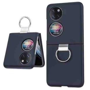 For Huawei P50 Pocket Ring Holder Transparent PC Phone Case(Navy Blue)