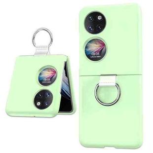 For Huawei P50 Pocket Ring Holder Transparent PC Phone Case(Light Green)