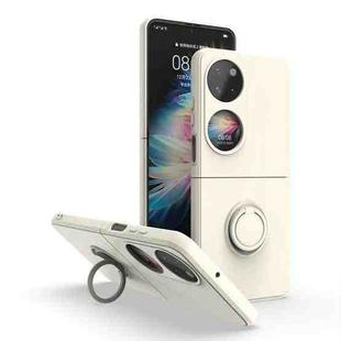 For Huawei P50 Pocket Ring Holder PC Phone Case(Antique White)
