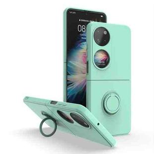 For Huawei P50 Pocket Ring Holder PC Phone Case(Light Cyan)
