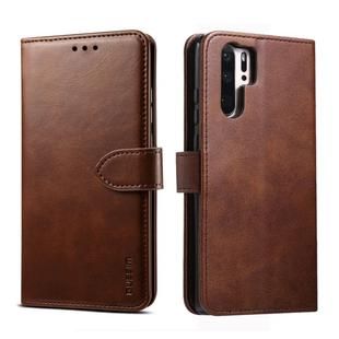 For Huawei P30 Pro GUSSIM Business Style Horizontal Flip Leather Case with Holder & Card Slots & Wallet(Brown)