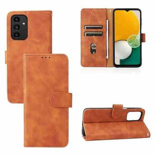 For Samsung Galaxy A13 4G Skin Feel Magnetic Buckle Calf Texture PU Phone Case(Brown)
