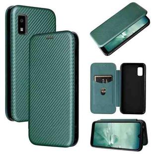 For Sharp Aquos Wish SHG06 Carbon Fiber Texture Horizontal Flip PU Phone Case(Green)