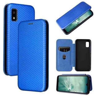 For Sharp Aquos Wish SHG06 Carbon Fiber Texture Horizontal Flip PU Phone Case(Blue)