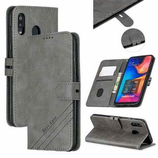 For Galaxy A20E & A10E Matching Color Frosted Texture Horizontal Flip PU Leather Case with Holder & Card Slots & Lanyard(Gray)