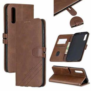 For Galaxy A50 Matching Color Frosted Texture Horizontal Flip PU Leather Case with Holder & Card Slots & Lanyard(Brown)