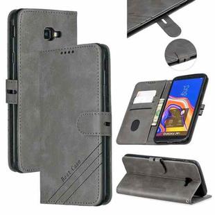 For Galaxy J4 Plus Matching Color Frosted Texture Horizontal Flip PU Leather Case with Holder & Card Slots & Lanyard(Gray)
