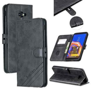 For Galaxy J4 Plus Matching Color Frosted Texture Horizontal Flip PU Leather Case with Holder & Card Slots & Lanyard(Black)