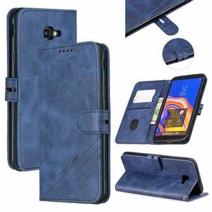 For Galaxy J4 Plus Matching Color Frosted Texture Horizontal Flip PU Leather Case with Holder & Card Slots & Lanyard(Blue)