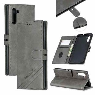 For Galaxy Note 10 Matching Color Frosted Texture Horizontal Flip PU Leather Case with Holder & Card Slots & Lanyard(Gray)