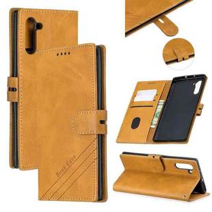 For Galaxy Note 10 Matching Color Frosted Texture Horizontal Flip PU Leather Case with Holder & Card Slots & Lanyard(Yellow)