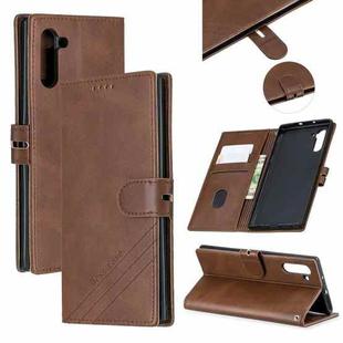 For Galaxy Note 10 Matching Color Frosted Texture Horizontal Flip PU Leather Case with Holder & Card Slots & Lanyard(Brown)