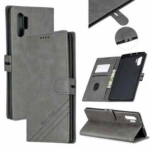 For Galaxy Note 10 Pro Matching Color Frosted Texture Horizontal Flip PU Leather Case with Holder & Card Slots & Lanyard(Gray)