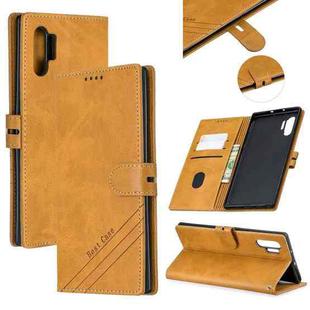 For Galaxy Note 10 Pro Matching Color Frosted Texture Horizontal Flip PU Leather Case with Holder & Card Slots & Lanyard(Yellow)