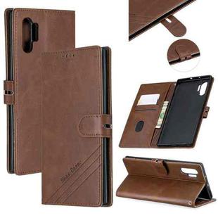 For Galaxy Note 10 Pro Matching Color Frosted Texture Horizontal Flip PU Leather Case with Holder & Card Slots & Lanyard(Brown)