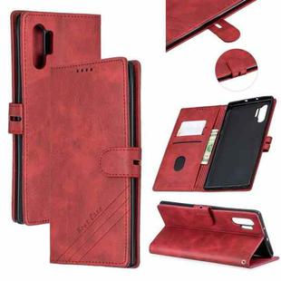 For Galaxy Note 10 Pro Matching Color Frosted Texture Horizontal Flip PU Leather Case with Holder & Card Slots & Lanyard(Red)
