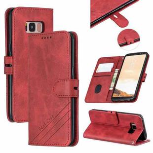 For Galaxy S8 Matching Color Frosted Texture Horizontal Flip PU Leather Case with Holder & Card Slots & Lanyard(Red)