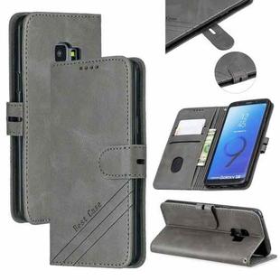 For Galaxy S9 Matching Color Frosted Texture Horizontal Flip PU Leather Case with Holder & Card Slots & Lanyard(Gray)