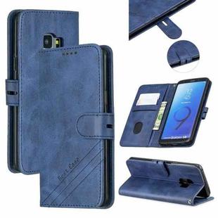 For Galaxy S9 Matching Color Frosted Texture Horizontal Flip PU Leather Case with Holder & Card Slots & Lanyard(Blue)