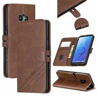 For Galaxy S9 Matching Color Frosted Texture Horizontal Flip PU Leather Case with Holder & Card Slots & Lanyard(Brown)