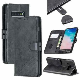 For Galaxy S10 Matching Color Frosted Texture Horizontal Flip PU Leather Case with Holder & Card Slots & Lanyard(Black)