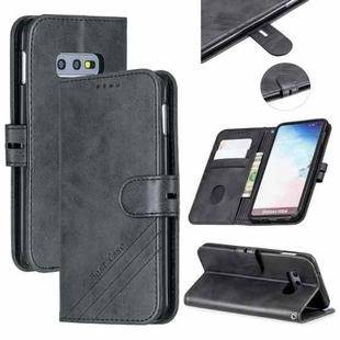 For Galaxy S10E Matching Color Frosted Texture Horizontal Flip PU Leather Case with Holder & Card Slots & Lanyard(Black)
