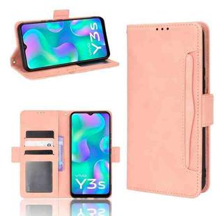 For vivo Y3s 2021 Skin Feel Calf Pattern Leather Phone Case(Pink)