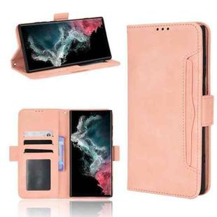 For Samsung Galaxy S22 Ultra 5G Skin Feel Calf Pattern Leather Phone Case(Pink)