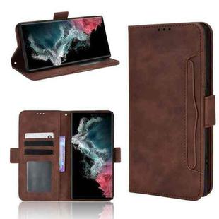 For Samsung Galaxy S22 Ultra 5G Skin Feel Calf Pattern Leather Phone Case(Brown)