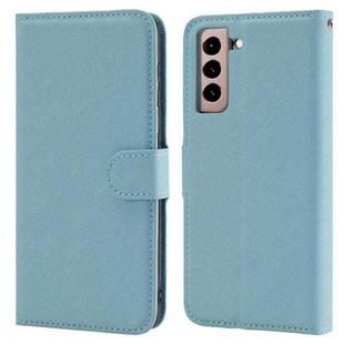For Samsung Galaxy S21 5G Cross Texture Detachable Leather Phone Case(Blue)