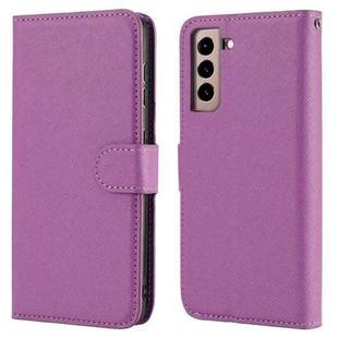 For Samsung Galaxy S21 5G Cross Texture Detachable Leather Phone Case(Purple)