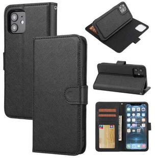 For iPhone 12 mini Cross Texture Detachable Leather Phone Case (Black)