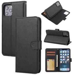 For iPhone 12 Pro Max Cross Texture Detachable Leather Phone Case(Black)