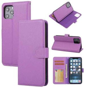 For iPhone 12 Pro Max Cross Texture Detachable Leather Phone Case(Purple)