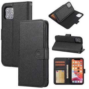 For iPhone 11 Pro Max Cross Texture Detachable Leather Phone Case (Black)