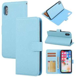 For iPhone X / XS Cross Texture Detachable Leather Phone Case(Blue)
