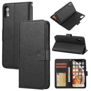 For iPhone XR Cross Texture Detachable Leather Phone Case(Black)